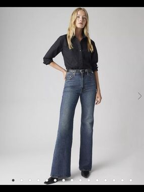 Levi's Ribcage Bell Bottom Jeans- Dark Blue (Size 28)